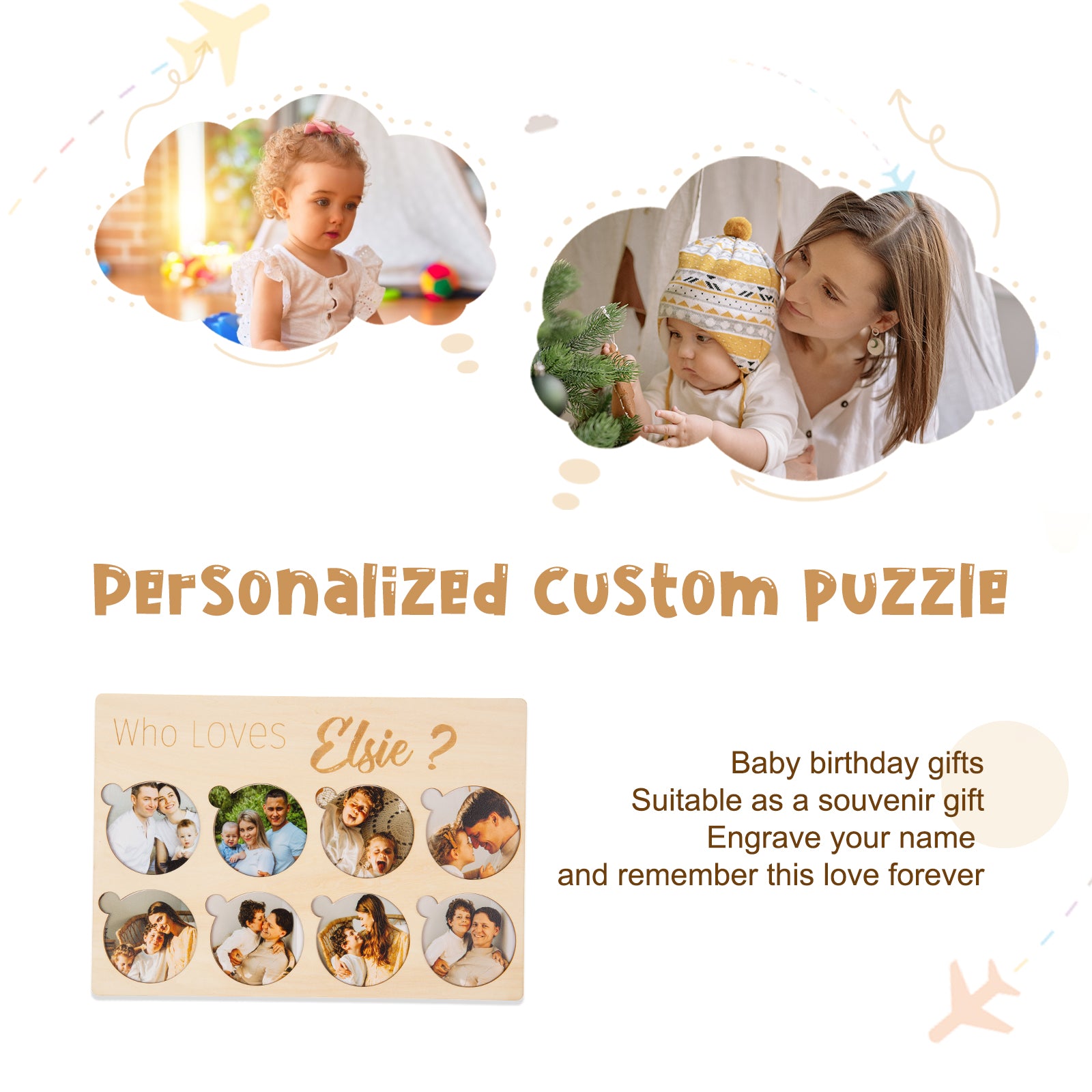 Who Loves You Custom Wood Photo Name Puzzle