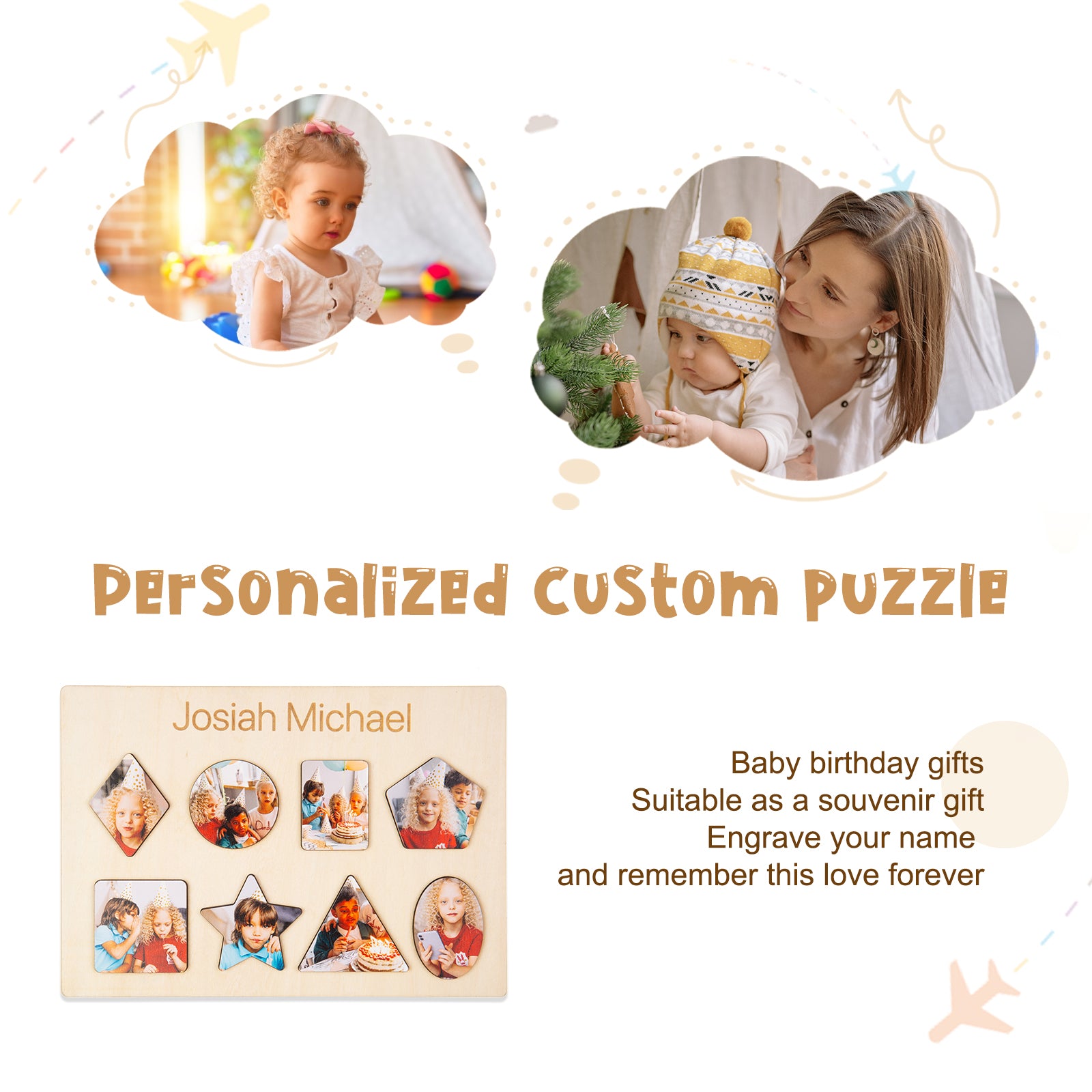 Custom Wooden Photo Name Puzzle With 8 Shapes