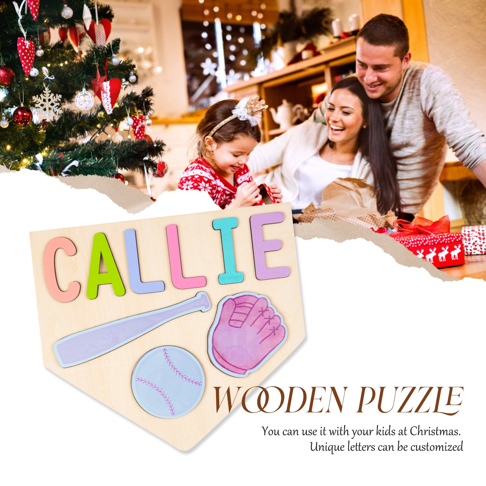 Custom Wooden Softball Name Puzzle