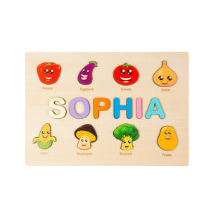 Fun Personalized Wood Happy Vegetable Name Puzzle