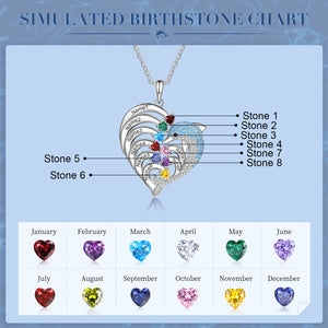 Customized Name and Birthstone Dolphin Heart Shape Necklace