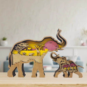 Wooden Animal Decoration Elephant LED Ornament