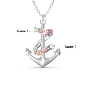 Custom 3D Jewelry Anchor Necklace, Two to Four Custom Names