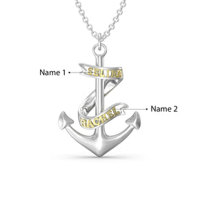 Custom 3D Jewelry Anchor Necklace, Two to Four Custom Names