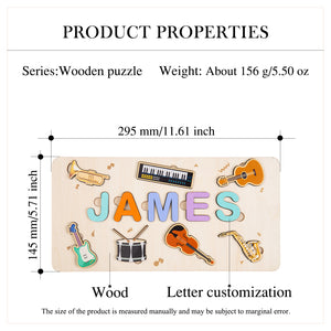 Custom Wood Name Music Theme Puzzle