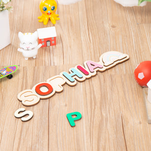 Custom Name Wooden Puzzle With Pretty Rainbow