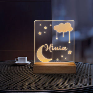 Custom Name Acrylic Moon Cloud Night Light
