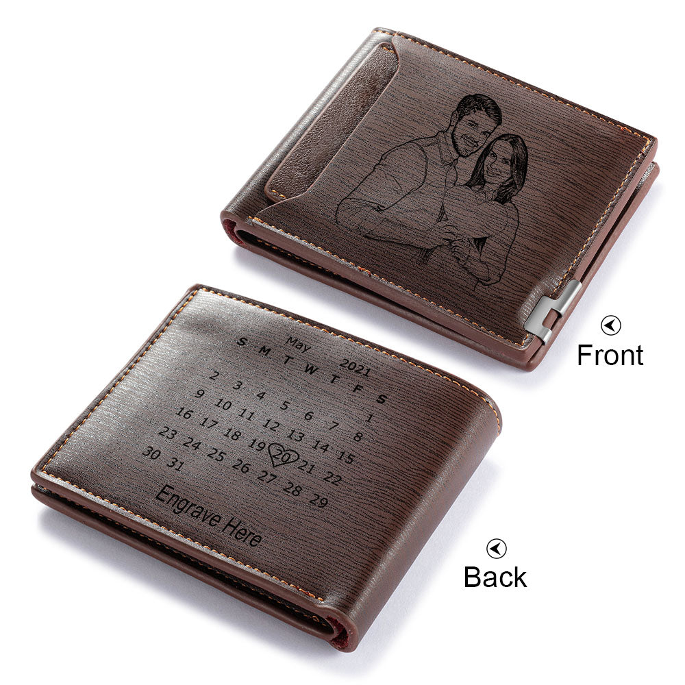 Leather Custom Photo Wallet Two different Options To Personalize On The Back.