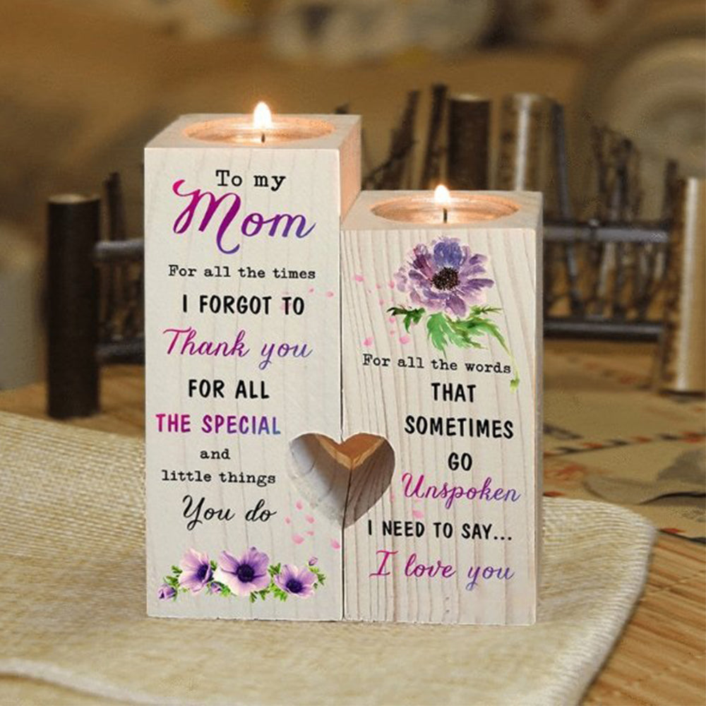 'To My Mom'Wooden Candle Holder