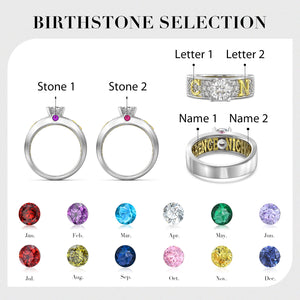 Cubic Zirconia Or Moissanite 3D Custom Ring With Name, Initials and Birth Stones.