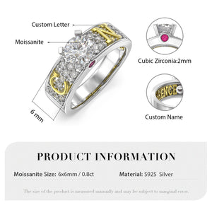 Cubic Zirconia Or Moissanite 3D Custom Ring With Name, Initials and Birth Stones.
