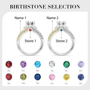 Personalize  Names, and Birthstones 3D  925 Sterling Silver Zirconia/Moissanite Ring