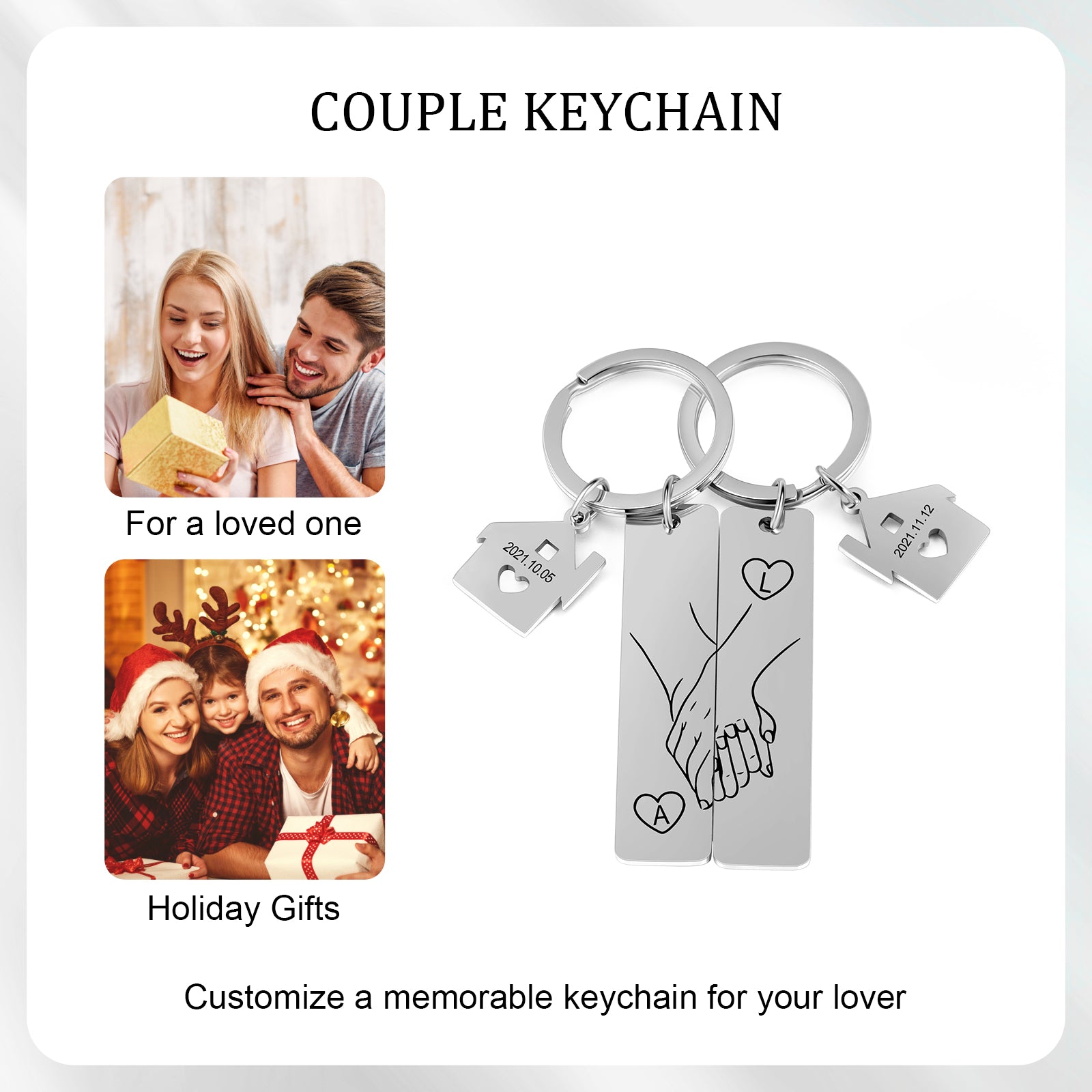 Custom Stainless Steel Couple Keychain
