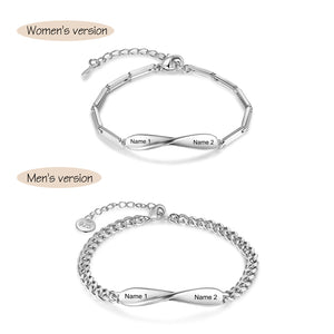 Personalized Infinity Charm Bracelets For Couples In Sterling Silver