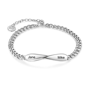 Personalized Infinity Charm Bracelets For Couples In Sterling Silver