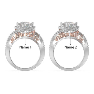 Custom Rose Cold Names 3D  925 Sterling Silver Swirl Zirconia Or Moissanite Ring