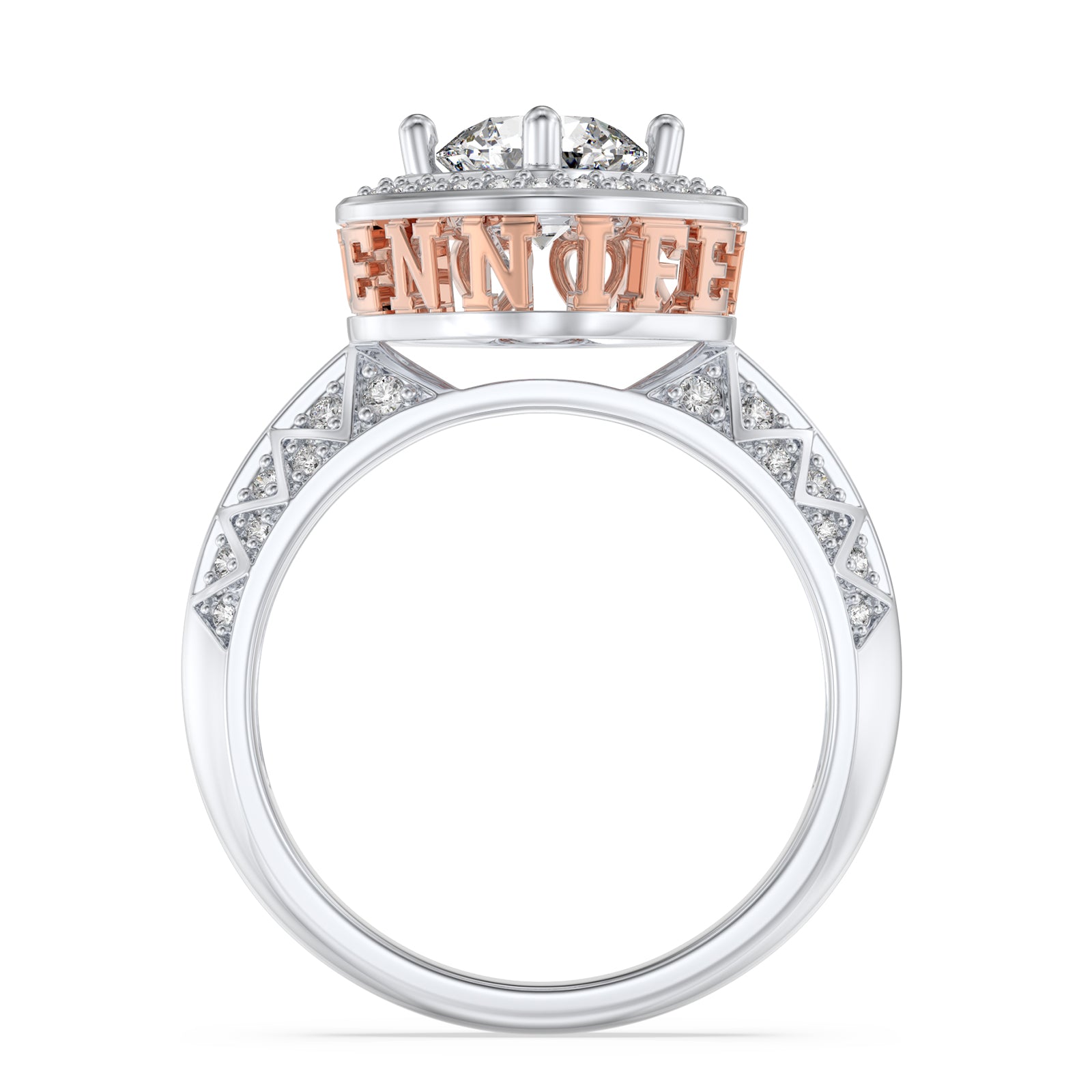 Personalized 3D Sparkling Halo Setting Zirconia or Moissanite Ring