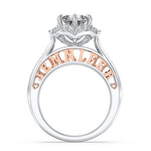 Personalized 3D 925 Sterling Silver Zirconia/Moissanite Ring With Names