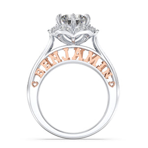 Personalized 3D 925 Sterling Silver Zirconia/Moissanite Ring With Names