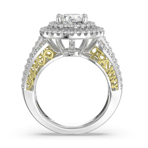 Custom 3D Ring With Gold Names and Zirconia or Moissanite Stone