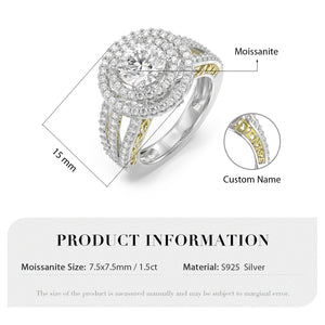 Custom 3D Ring With Gold Names and Zirconia or Moissanite Stone