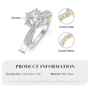 Personalized Names and Date 3D Moissanite/Zirconia Ring