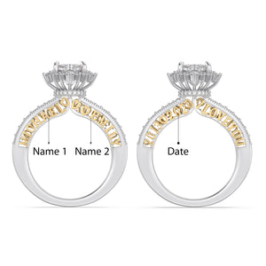 Personalized Names and Date 3D Moissanite/Zirconia Ring