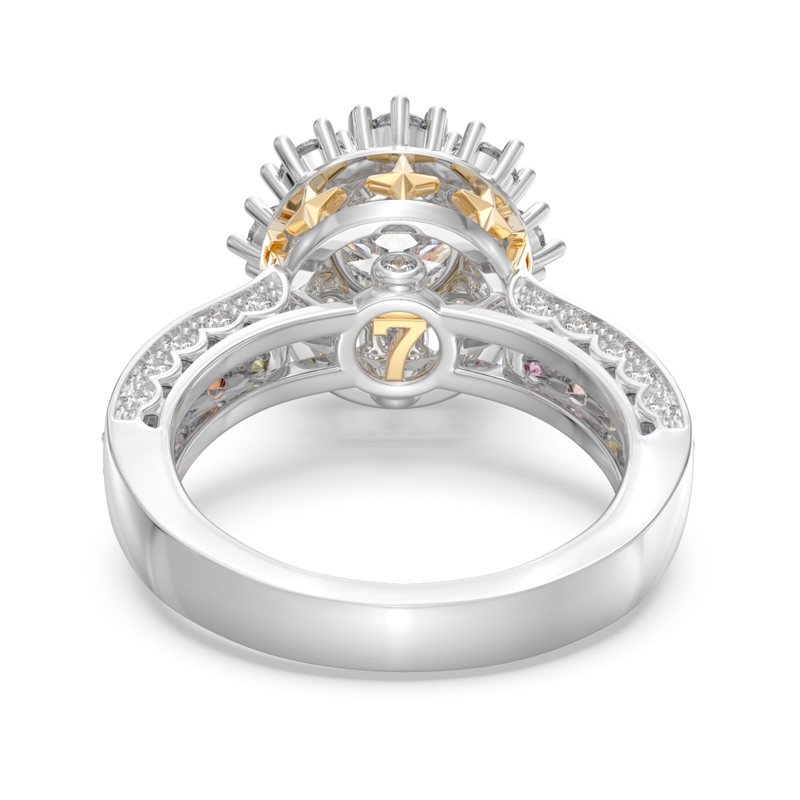 Prestigious Enchanted Halo Rainbow Ring, With Name and Anniversary Number