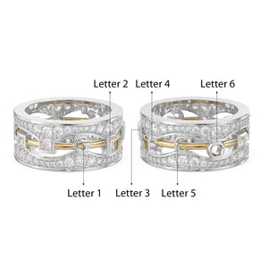 Custom 3D  Round Simulated Diamonds Along the Top and Bottom in a Classy Fashion Band With Initials