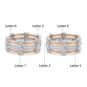 Custom 3D Two Tone CZ Beautiful Fancy Unique Band Ring With Initials