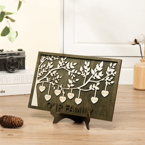 "Our Family" Tree Wooden Desk Sign with Stand Custom 2-8 Names Tree Of Life