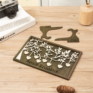 "Our Family" Tree Wooden Desk Sign with Stand Custom 2-8 Names Tree Of Life