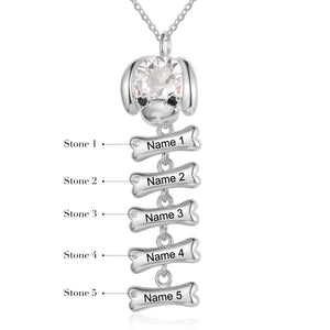 Custom Name Dog and Bone Necklace Add Up To 5 Names