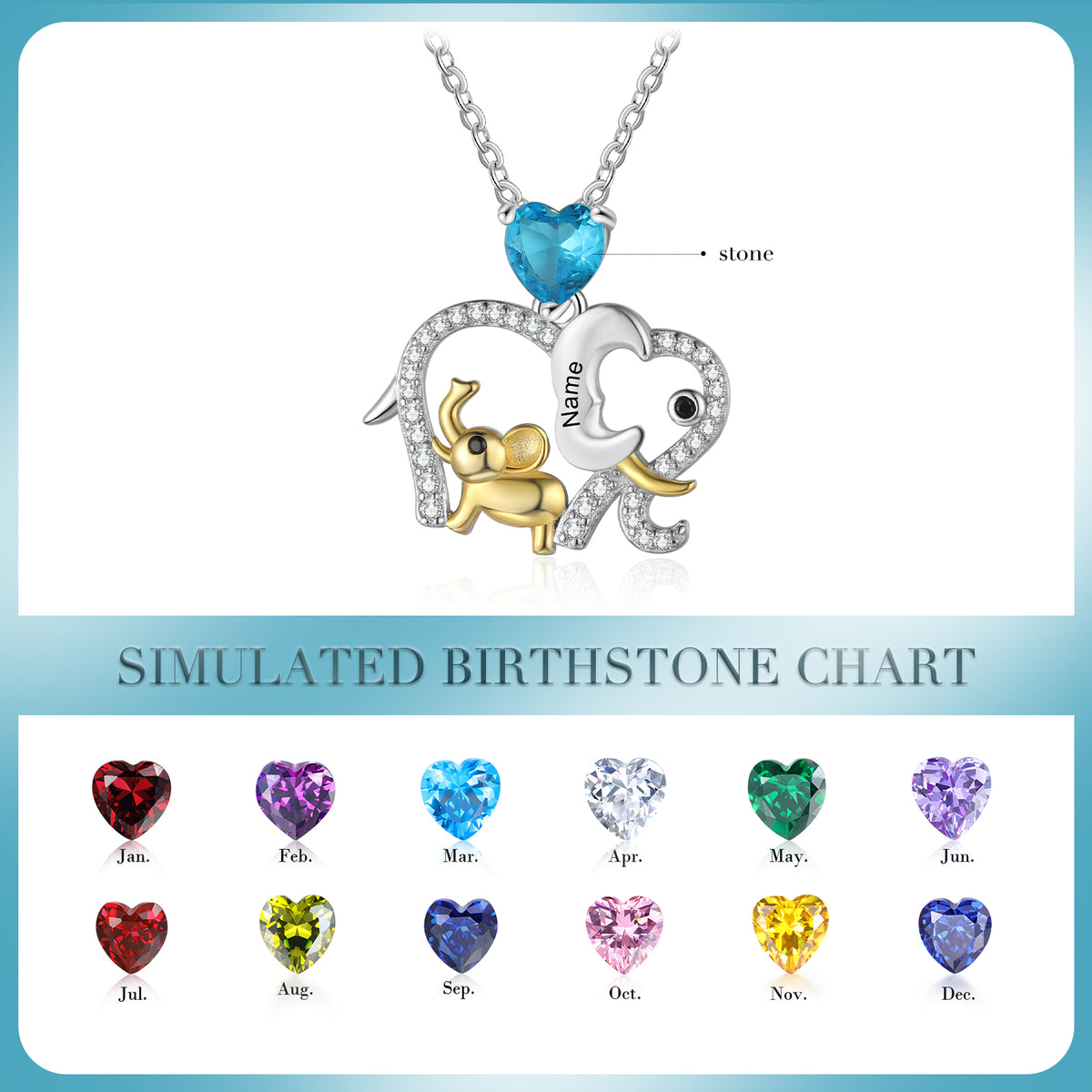 Elephant September Birthstone Sapphire Blue Necklace – Aurora Tears