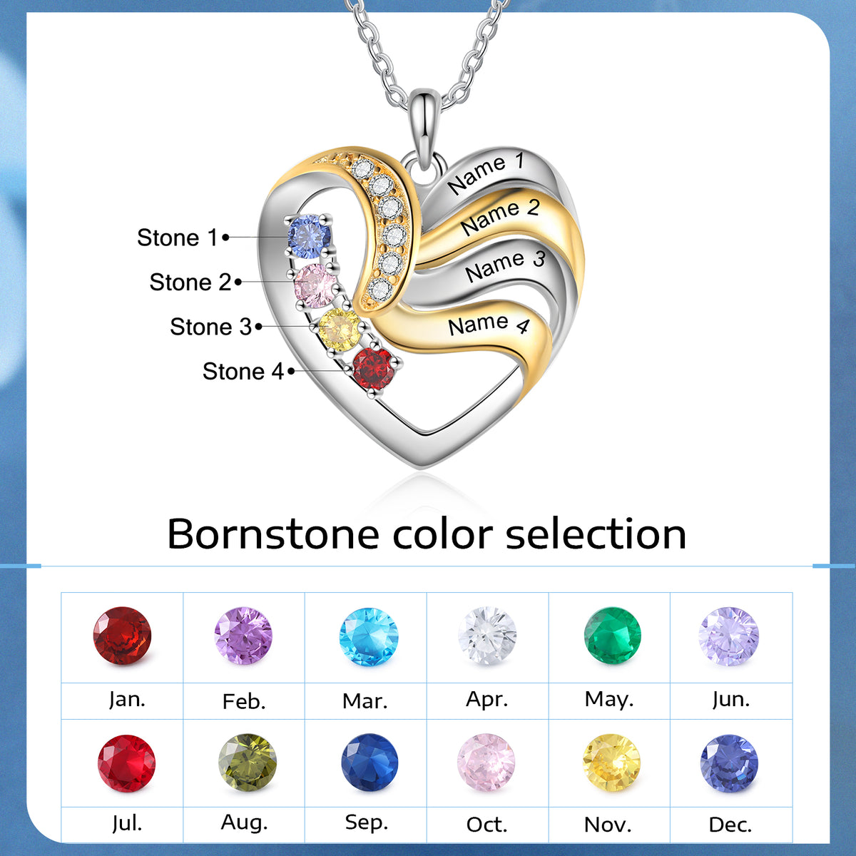 Bar Birthstone Necklace 1 to 5 Stones | Be Jolie