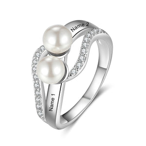 Cultured Pearl Family Ring with Lab-Created White Sapphires Customize with 2-4 Pearls and Names.