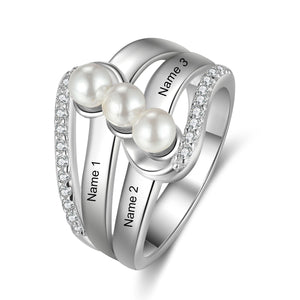 Cultured Pearl Family Ring with Lab-Created White Sapphires Customize with 2-4 Pearls and Names.