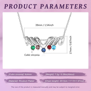 Mothers Bar Birthstone Necklace With Up to 5 Names and Birthstones