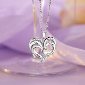 Custom Mother and Child Upside Down Heart Necklace With Engraved Name -  LemonsAreBlue