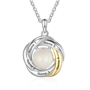 Custom Name Circle Necklace Personalized Pearl Necklace Intertwined Name Pendant