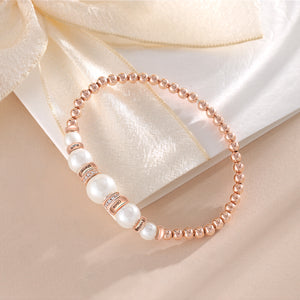 Rose Gold Pearl Bracelet with the Option To Add 2-4 Names or Affirmations.