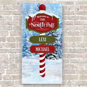 large christmas canvas wall art - north pole canvas painting for holiday decorating. personalized wall art for grandma