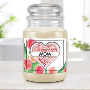 Mom/Grandparent Custom Name Bubble Heart Candle