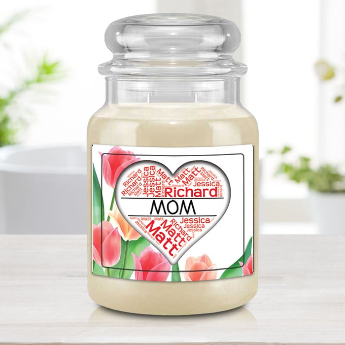 Mom/Grandparent Custom Name Bubble Heart Candle