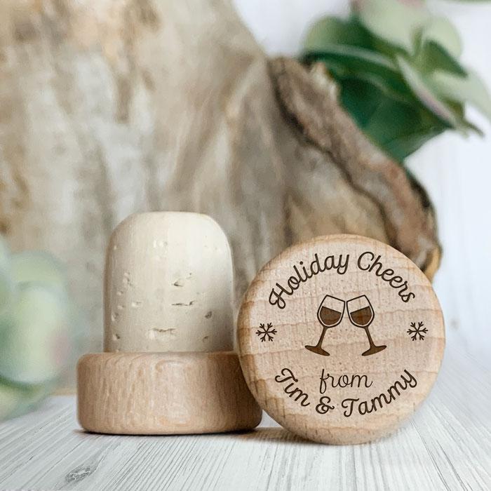 Personalized Wine Stopper Holiday Cheers Christmas Favors