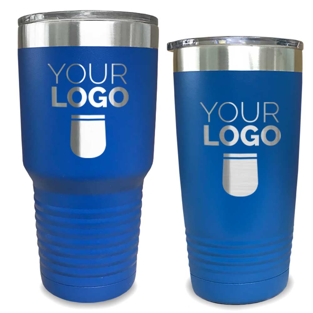 Custom Logo Tumbler - Engraved Stainless Steel Travel Tumbler - 30oz Logo Tumbler or 20oz Logo Tumbler Custom Engraved with Company Logo - No minimum and no setup fee