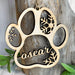 Cutout Custom Dog Paw Print Ornament Personalized with Your Dog's Name