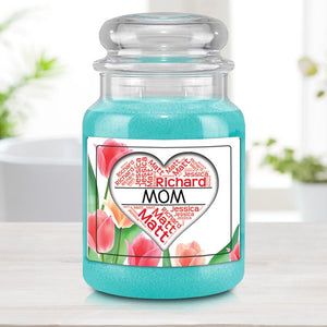 Mom/Grandparent Custom Name Bubble Heart Candle