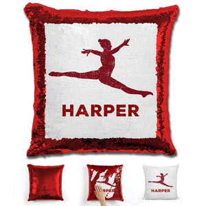 Dancer Personalized Magic Sequin Pillow Pillow GLAM Red 