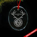 Reindeer CUSTOM Monogram Engraved Glass Ornament ZLAZER Oval Ornament 